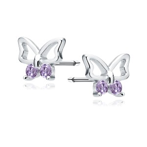 Cercei argint fluturasi cu pietre mov DiAmanti Z1977ER_V-DIA (Argint 925‰ 0,75 g.)